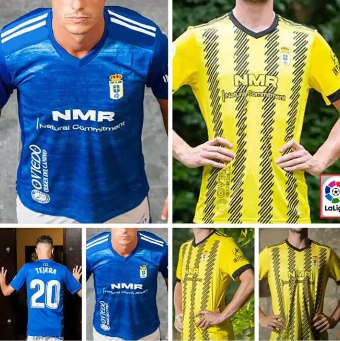 

020 2021 Real Oviedo IBRA soccer jerseys 20 21 R. FOLCH Y. BÃRCENAS JOHANNESSON MOSSA JAVI MUÃ‘OZ Men football shirt blue white